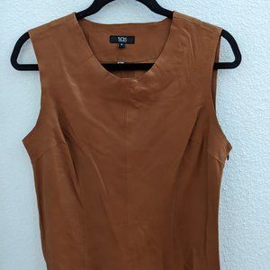 NWOT Brown Leather Sleeveless Shell Top Sz 8